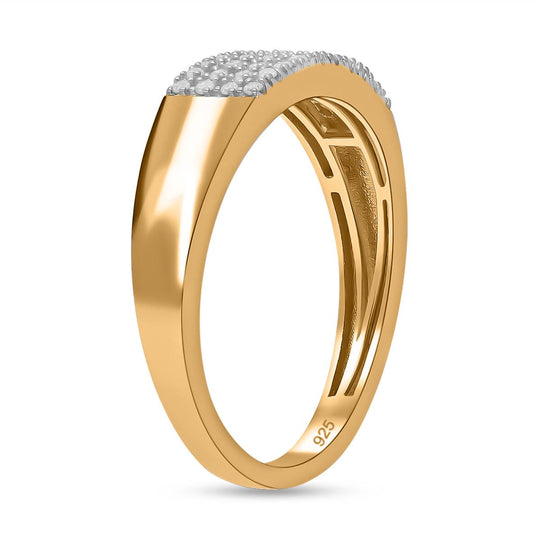 Weißer Diamant Ring, 925 Silber Gelbgold Vermeil, (Größe 19.00) ca. 0.20 ct