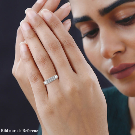 Weißer Diamant Ring, 925 Silber platiniert, (Größe 17.00) ca. 0.20 ct