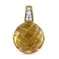AA Ouro Verde-Quarz, weißer Zirkon Anhänger, 925 Silber vergoldet ca. 9.83 ct