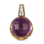 AA Afrikanischer Amethyst, weißer Zirkon Anhänger, 925 Silber vergoldet, ca. 11.09 ct