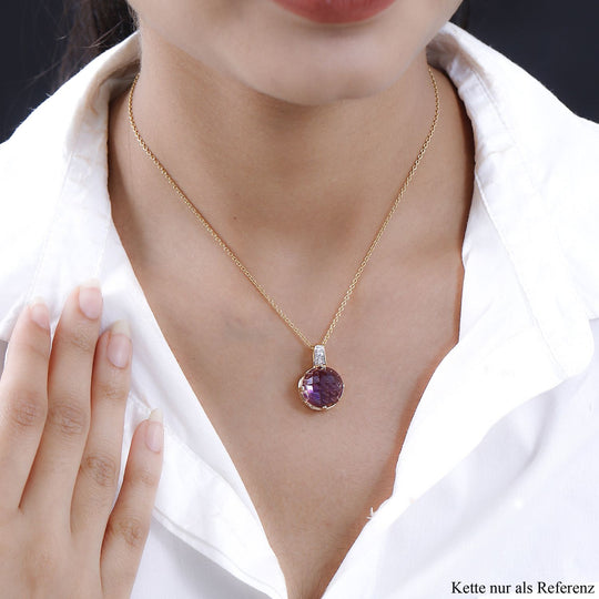 AA Afrikanischer Amethyst, weißer Zirkon Anhänger, 925 Silber vergoldet, ca. 11.09 ct