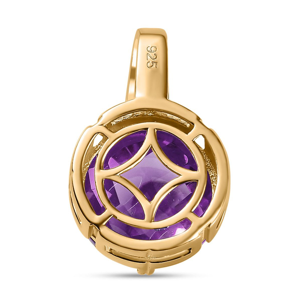 AA Afrikanischer Amethyst, weißer Zirkon Anhänger, 925 Silber vergoldet, ca. 11.09 ct