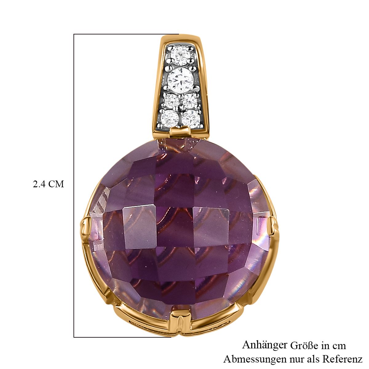 AA Afrikanischer Amethyst, weißer Zirkon Anhänger, 925 Silber vergoldet, ca. 11.09 ct