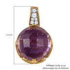 AA Afrikanischer Amethyst, weißer Zirkon Anhänger, 925 Silber vergoldet, ca. 11.09 ct