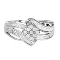 Designer-Stil Weißer Diamant Ring, 925 Silber platiniert, (Größe 17.00) ca. 0.33 ct