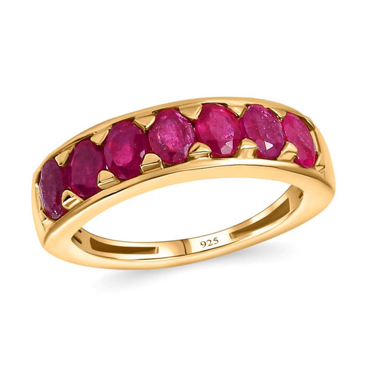 Afrikanischer Rubin (Fissure gefüllt) Ring, 925 Silber vergoldet, (Größe 21.00) ca. 1.80 ct