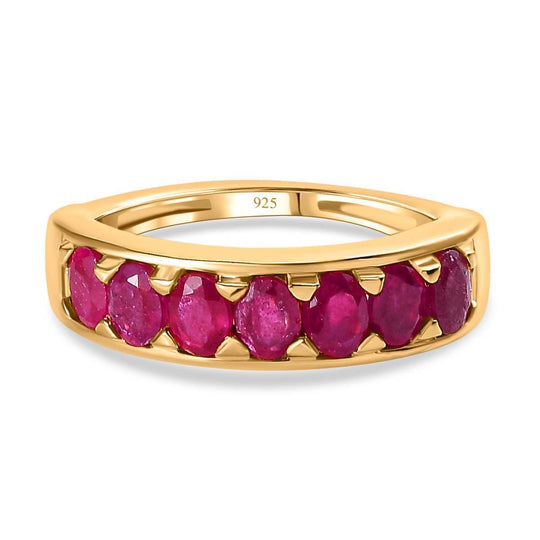 Afrikanischer Rubin (Fissure gefüllt) Ring, 925 Silber vergoldet, (Größe 21.00) ca. 1.80 ct