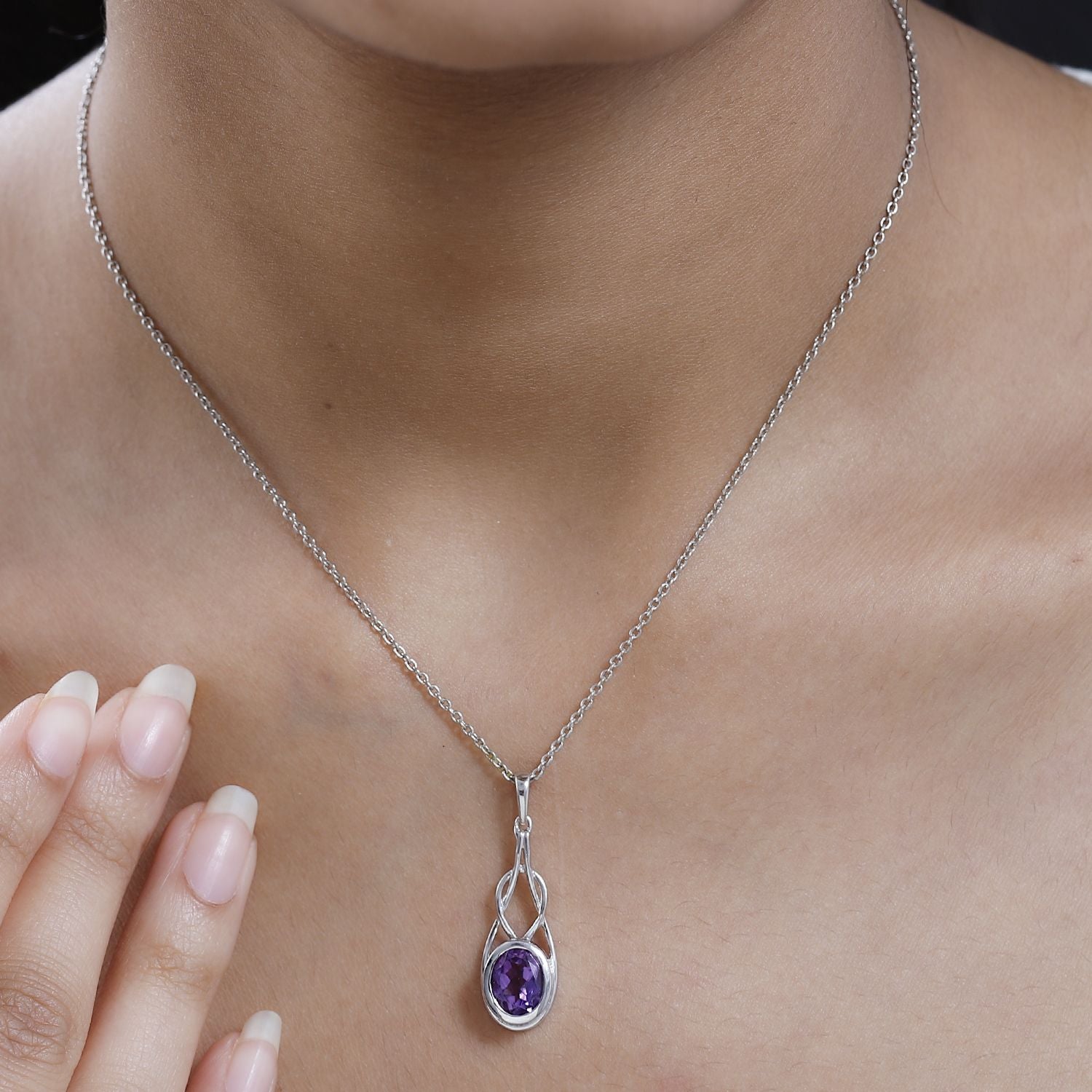 Afrikanischer Amethyst Anhänger, 925 Silber platiniert, ca. 1.70 ct