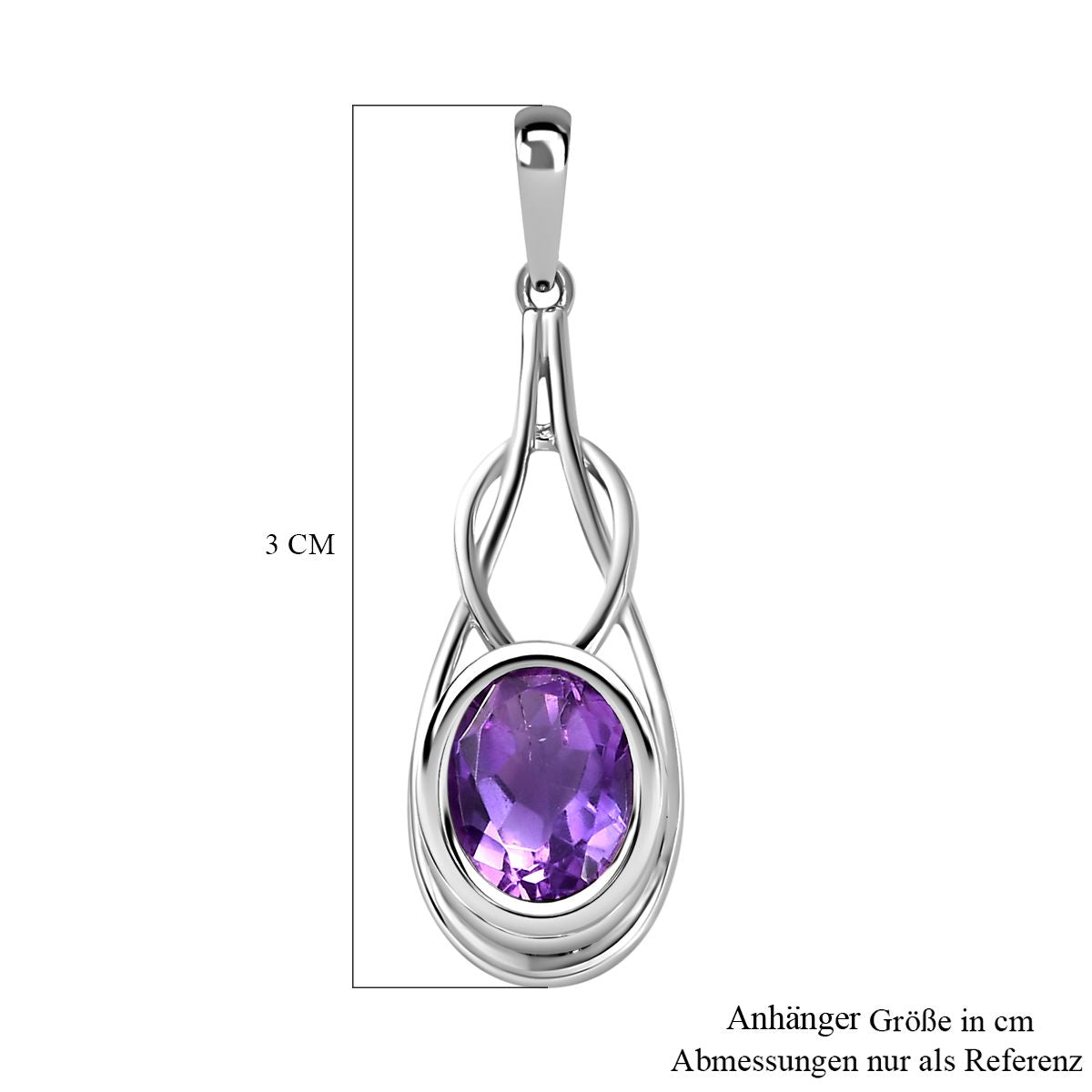 Afrikanischer Amethyst Anhänger, 925 Silber platiniert, ca. 1.70 ct