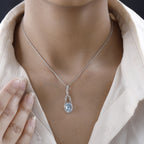 Himmelblauer Topas Anhänger, 925 Silber platiniert, ca. 2.25 ct