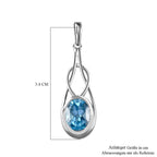 Himmelblauer Topas Anhänger, 925 Silber platiniert, ca. 2.25 ct