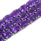 Afrikanischer Amethyst Armband ca. 19 cm 925 Silber rhodiniert ca. 53,78 ct.