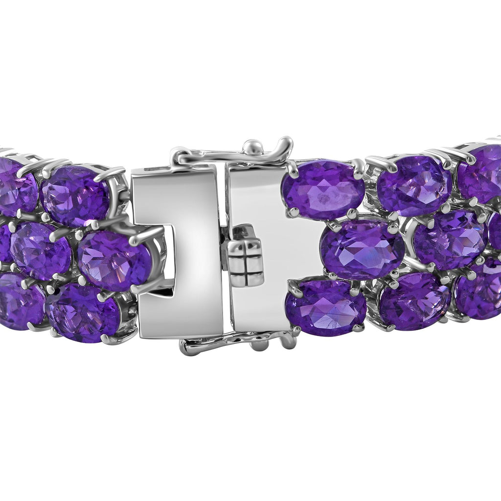 Afrikanischer Amethyst Armband ca. 19 cm 925 Silber rhodiniert ca. 53,78 ct.