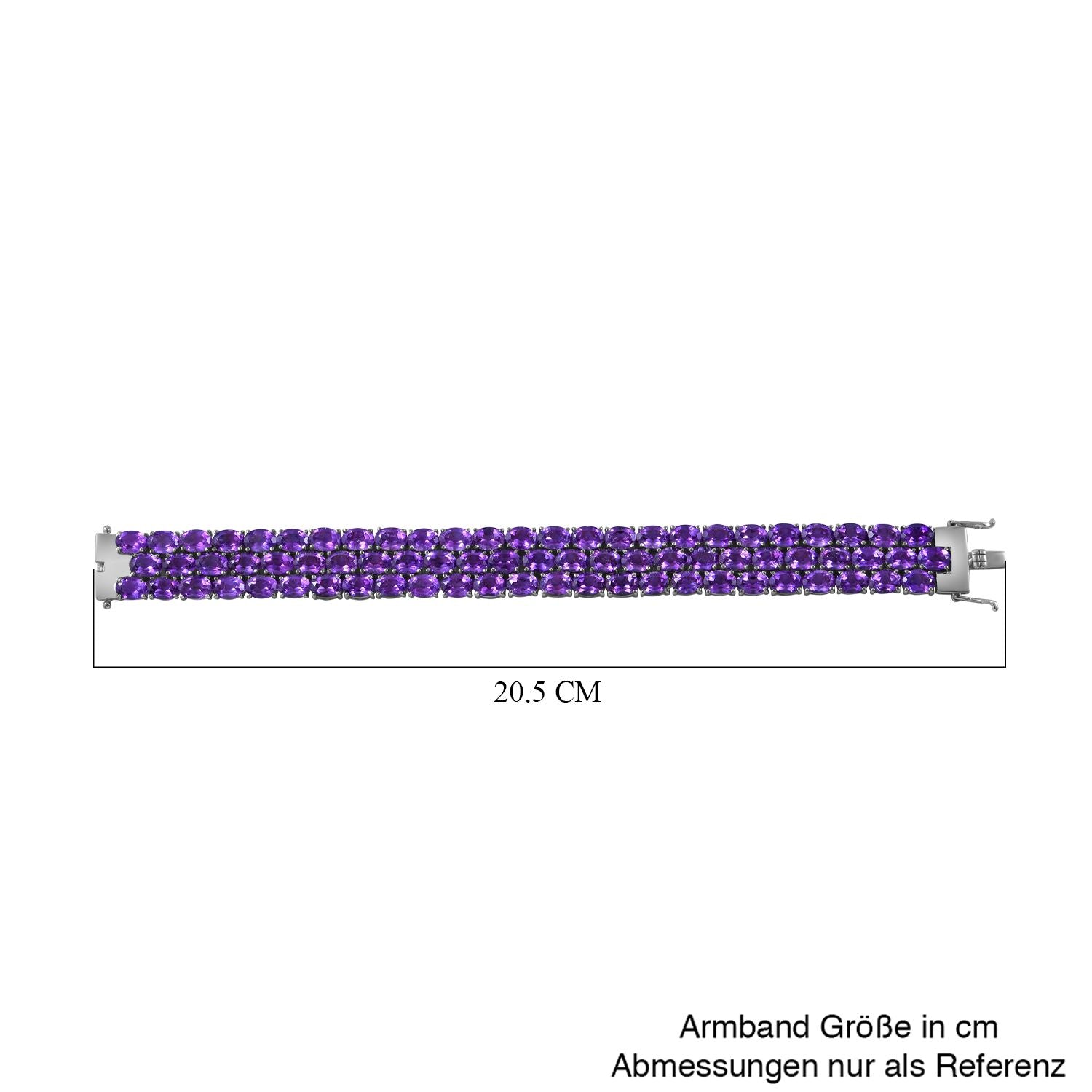 Afrikanischer Amethyst Armband ca. 19 cm 925 Silber rhodiniert ca. 53,78 ct.