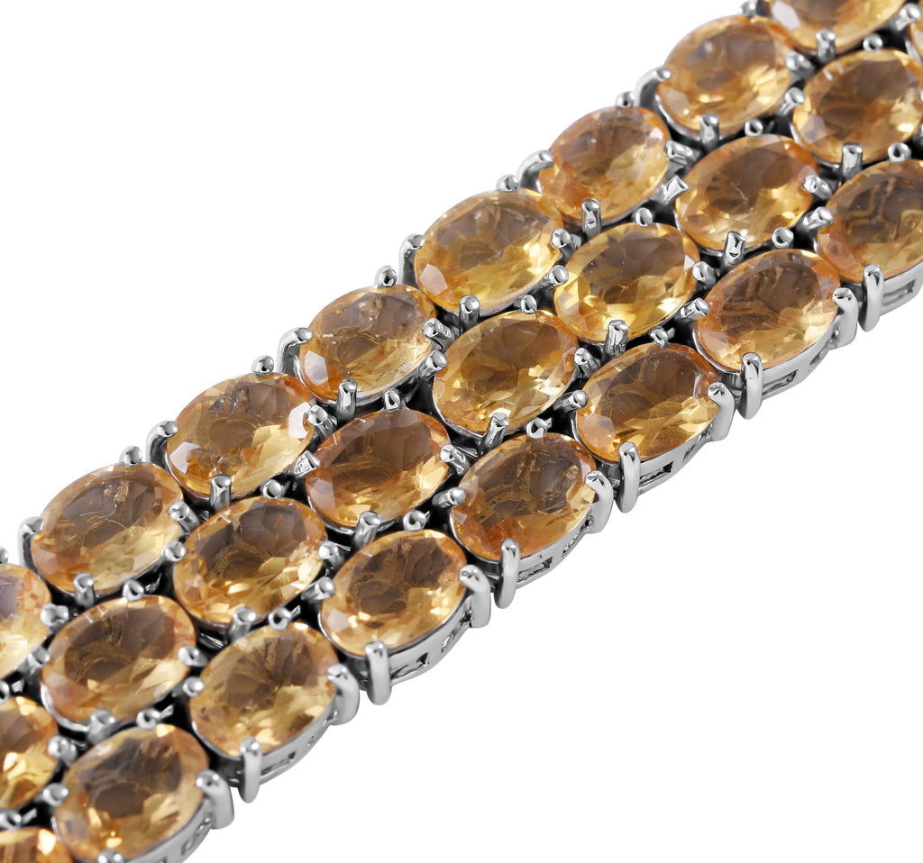 Citrin Armband ca. 20 cm 925 Silber rhodiniert ca. 55,89 ct.