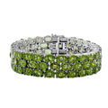 Natürliches Peridot Armband, ca. 19 cm, 925 Silber rhodiniert ca. 74.16 ct