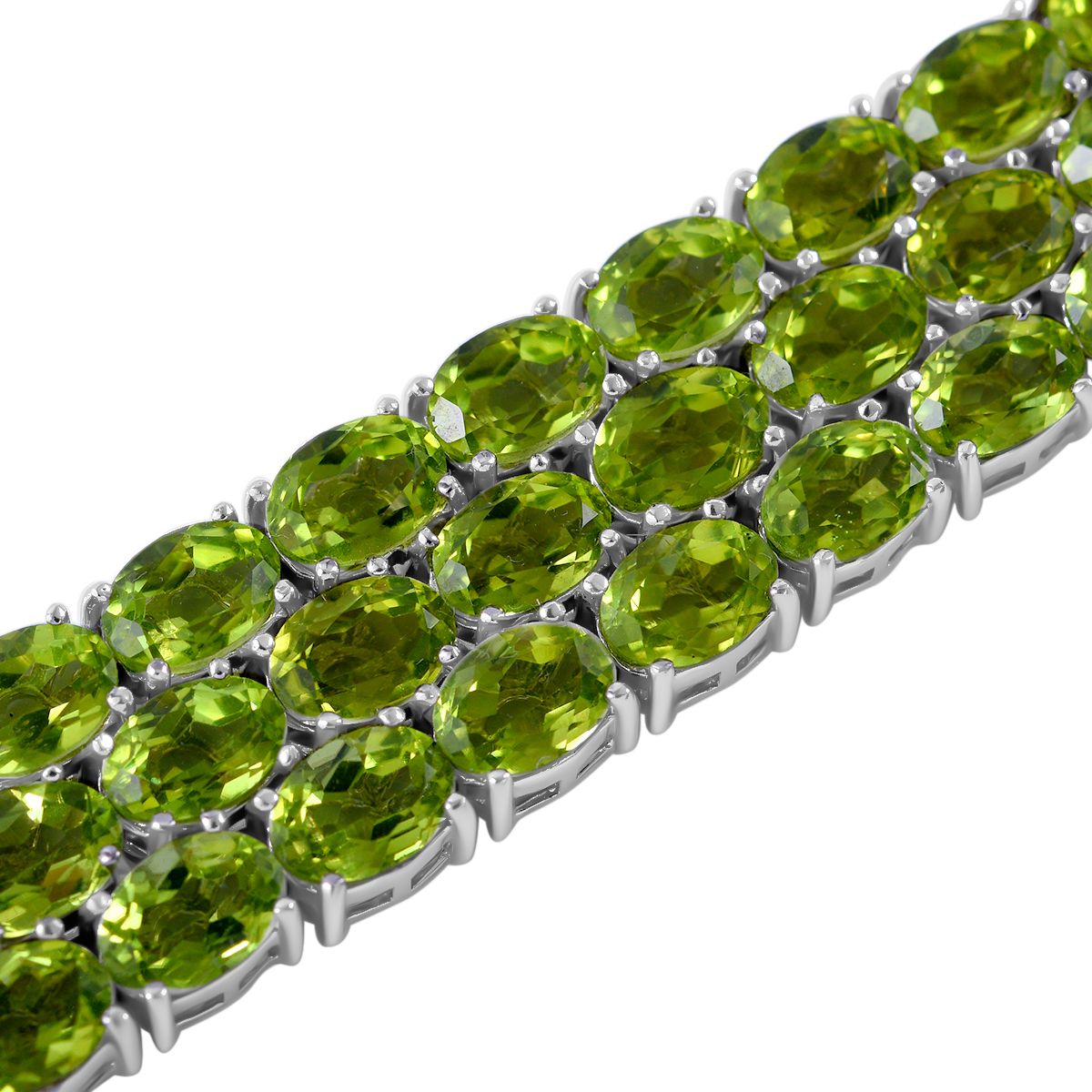 Natürliches Peridot Armband, ca. 19 cm, 925 Silber rhodiniert ca. 74.16 ct