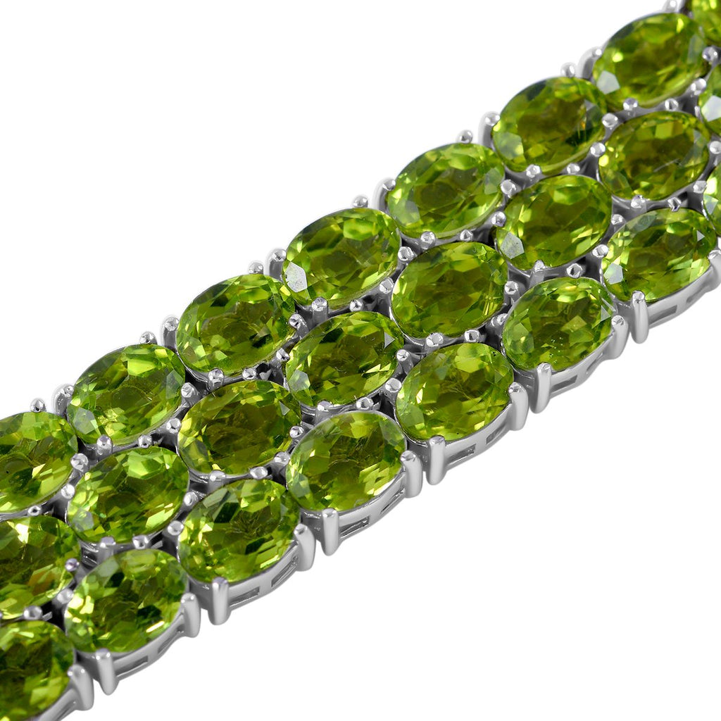 Natürliches Peridot Armband, ca. 19 cm, 925 Silber rhodiniert ca. 74.16 ct