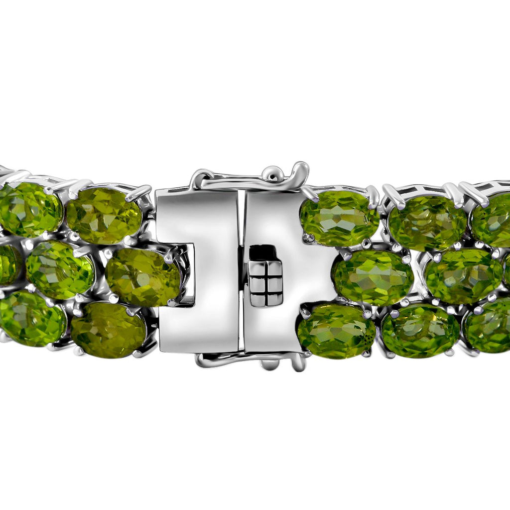 Natürliches Peridot Armband, ca. 19 cm, 925 Silber rhodiniert ca. 74.16 ct