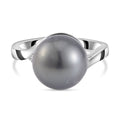 Tahiti Perle (11-12mm) und Moissanit Ring, 925 Silber rhodiniert