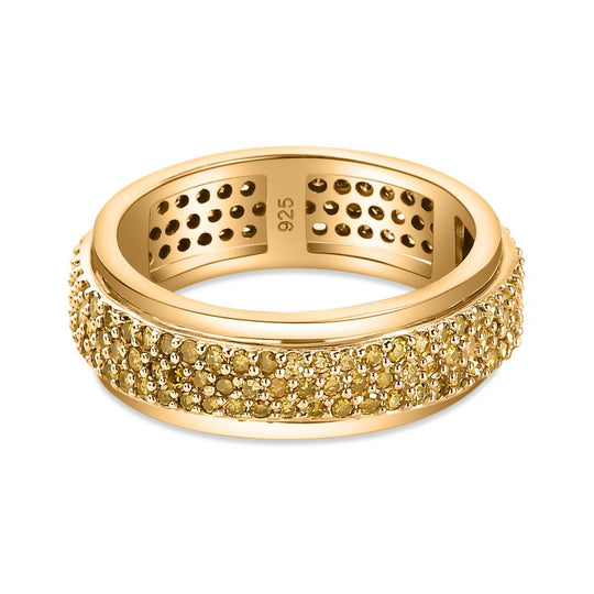 Gelber Diamant P3 Ring 925 Silber Gelbgold Vermeil (Größe 18.00) ca. 1,00 ct