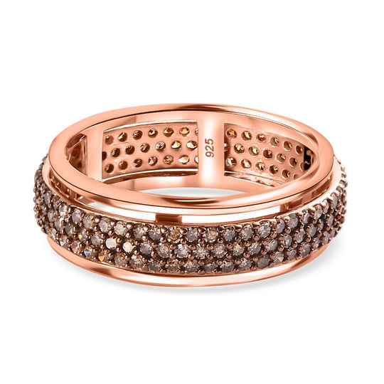 Natürlicher Champagner Diamant P3 Ring 925 Silber Roségold Vermeil (Größe 19.00) ca. 1,00 ct