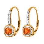 AA Salamanca Feueropal, Weißer Zirkon Ohrringe, 925 Silber vergoldet, ca. 0.77 ct