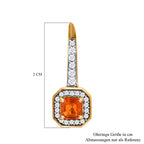 AA Salamanca Feueropal, Weißer Zirkon Ohrringe, 925 Silber vergoldet, ca. 0.77 ct