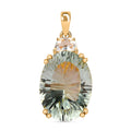 Prasiolite, Weißer Topas Anhänger 925 Silber Gelbgold Vermeil ca. 15.84 ct