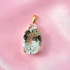 Prasiolite, Weißer Topas Anhänger 925 Silber Gelbgold Vermeil ca. 15.84 ct