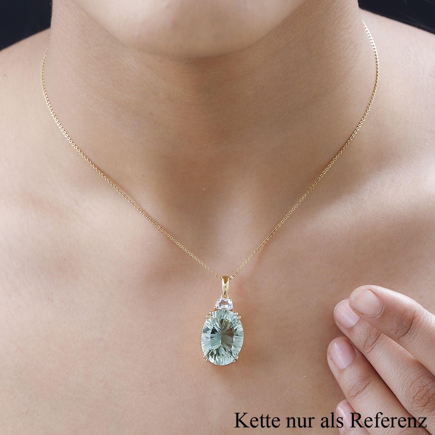 Prasiolite, Weißer Topas Anhänger 925 Silber Gelbgold Vermeil ca. 15.84 ct