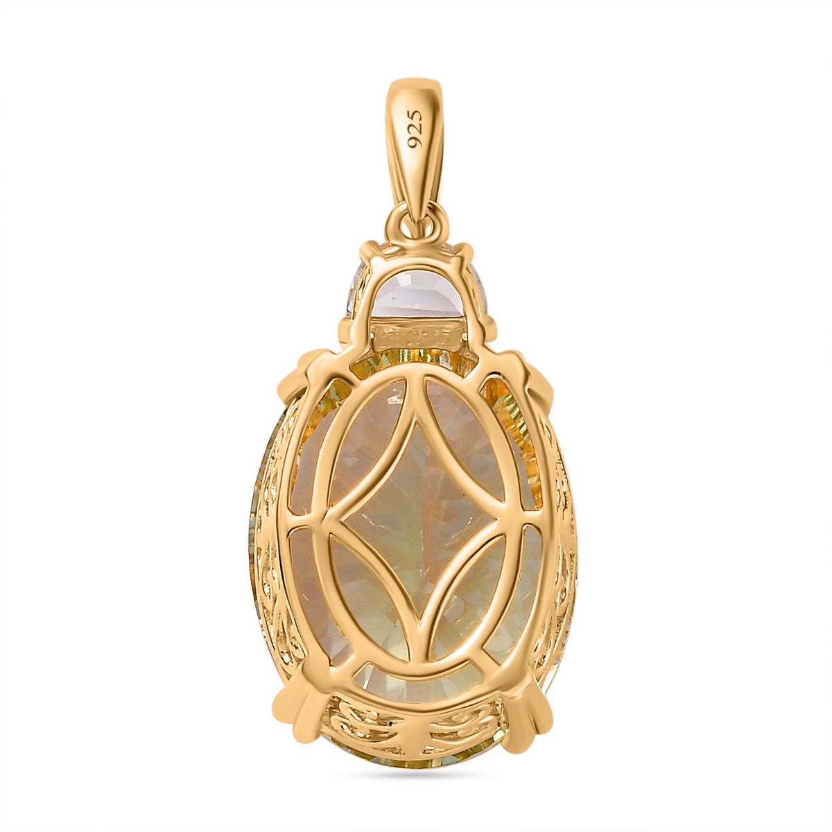 Prasiolite, Weißer Topas Anhänger 925 Silber Gelbgold Vermeil ca. 15.84 ct