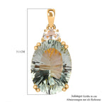 Prasiolite, Weißer Topas Anhänger 925 Silber Gelbgold Vermeil ca. 15.84 ct