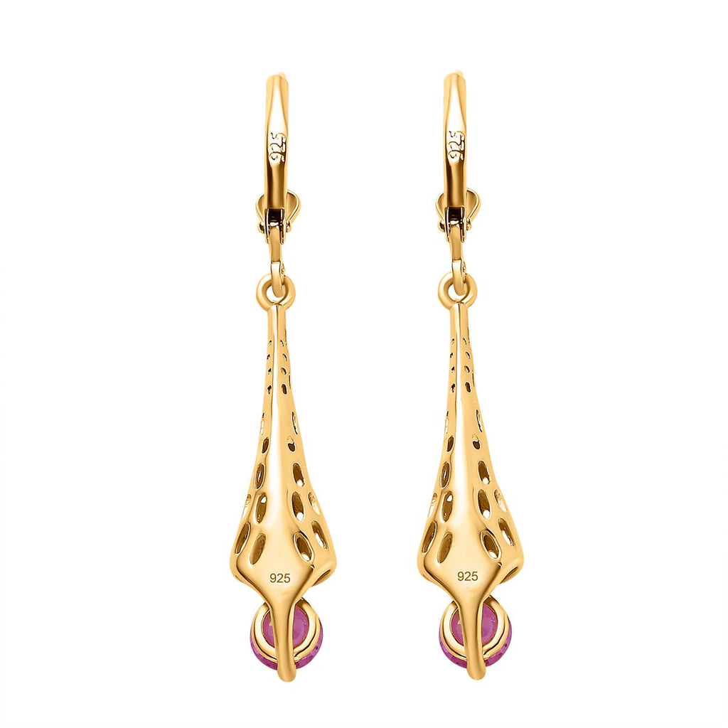 Ilakaka Rosa Saphir (Fissure gefüllt) Ohrringe, 925 Silber Gelbgold Vermeil ca. 1.51 ct