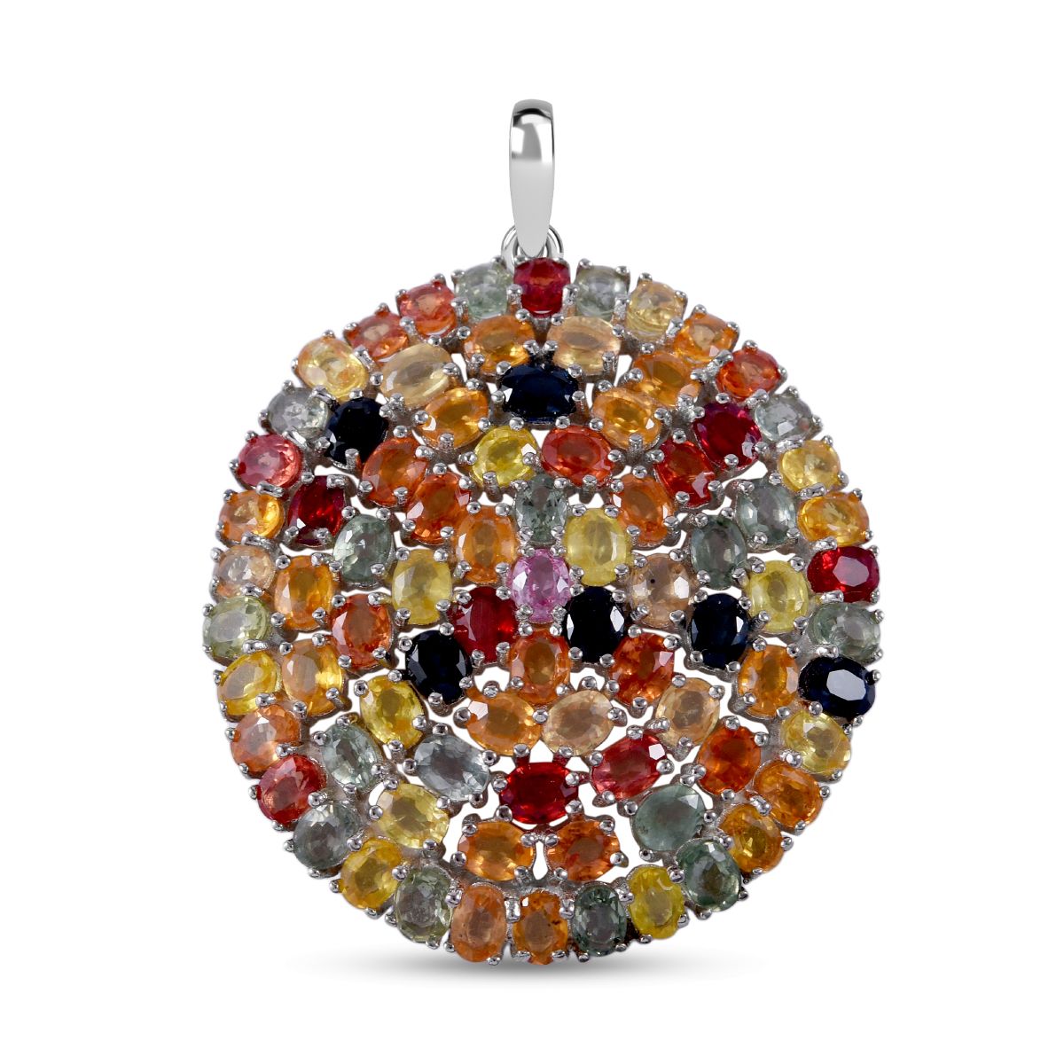 Mehrfarbig Saphir Anhänger, 925 Silber rhodiniert ca. 18.09 ct