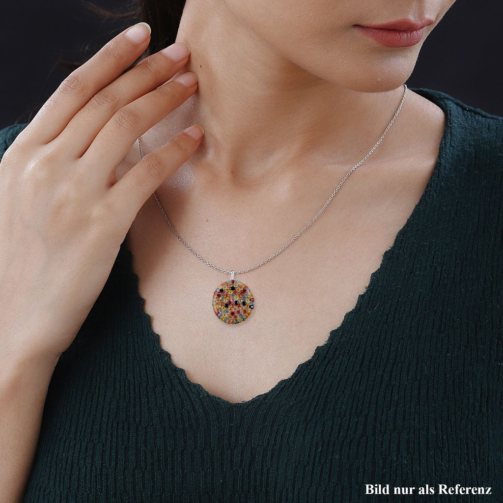 Mehrfarbig Saphir Anhänger, 925 Silber rhodiniert ca. 18.09 ct