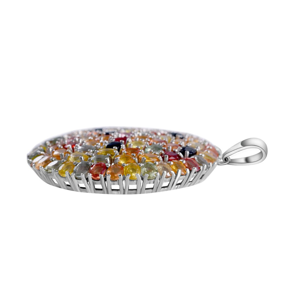 Mehrfarbig Saphir Anhänger, 925 Silber rhodiniert ca. 18.09 ct