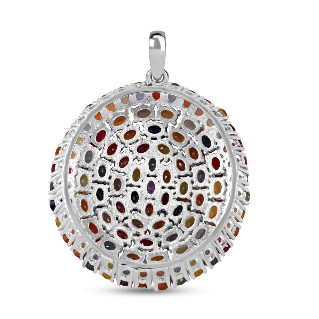 Mehrfarbig Saphir Anhänger, 925 Silber rhodiniert ca. 18.09 ct