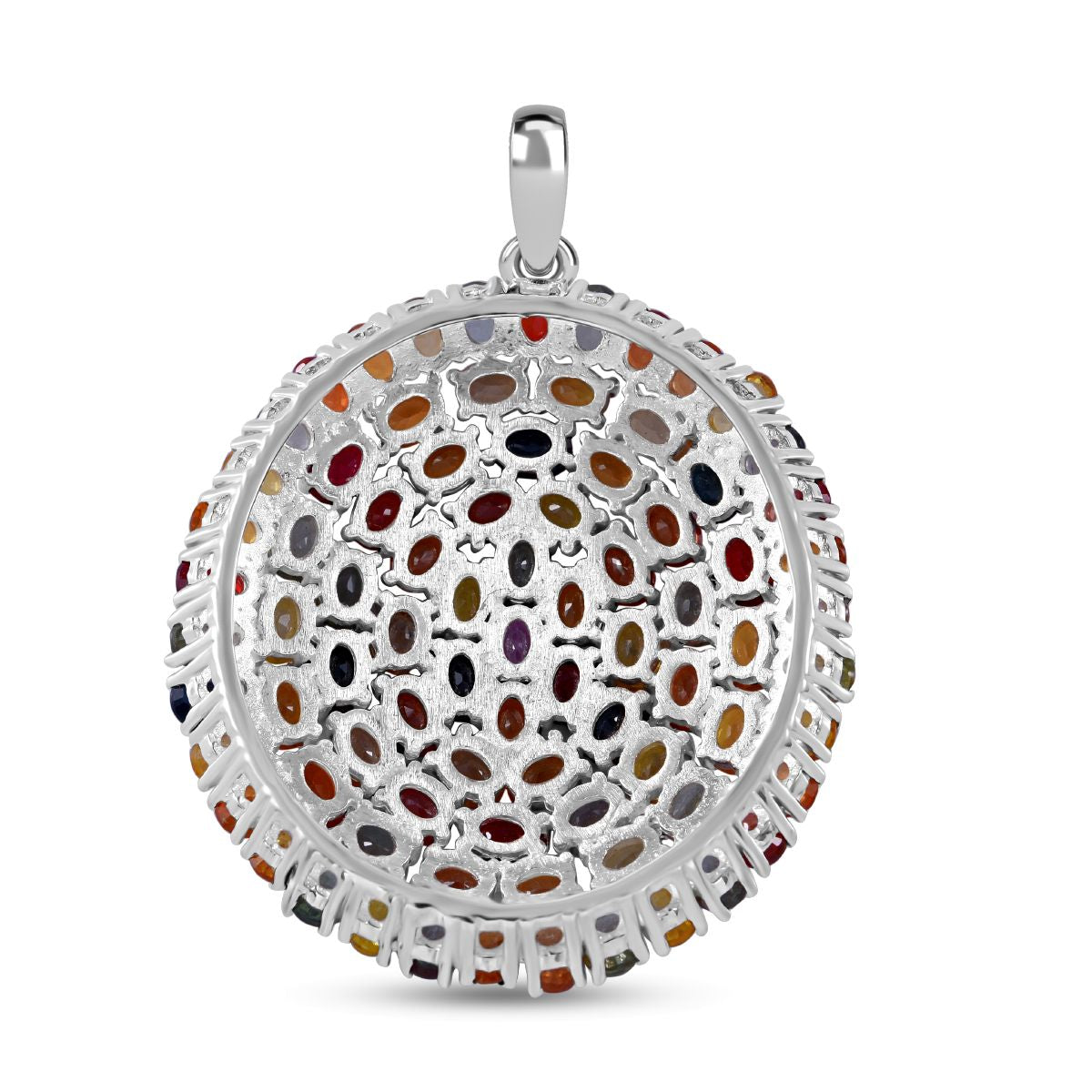 Mehrfarbig Saphir Anhänger, 925 Silber rhodiniert ca. 18.09 ct
