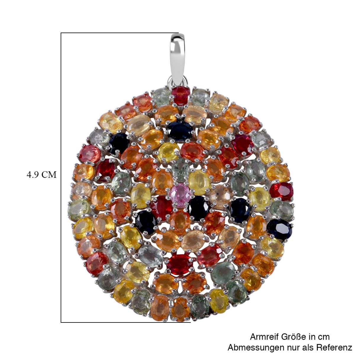Mehrfarbig Saphir Anhänger, 925 Silber rhodiniert ca. 18.09 ct