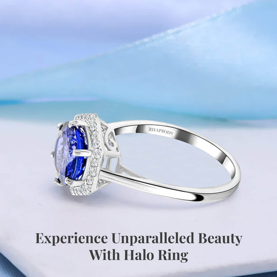 Rhapsody AAAA Tansanit, Weißer Diamant AGI zertifiziert Ring 950 Platin (Größe 17.00) ca. 3.00 ct