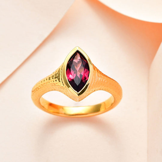 AAA Orissa Rose Granat Ring, 925 Silber Gelbgold Vermeil (Größe 16.00) ca. 1.26 ct