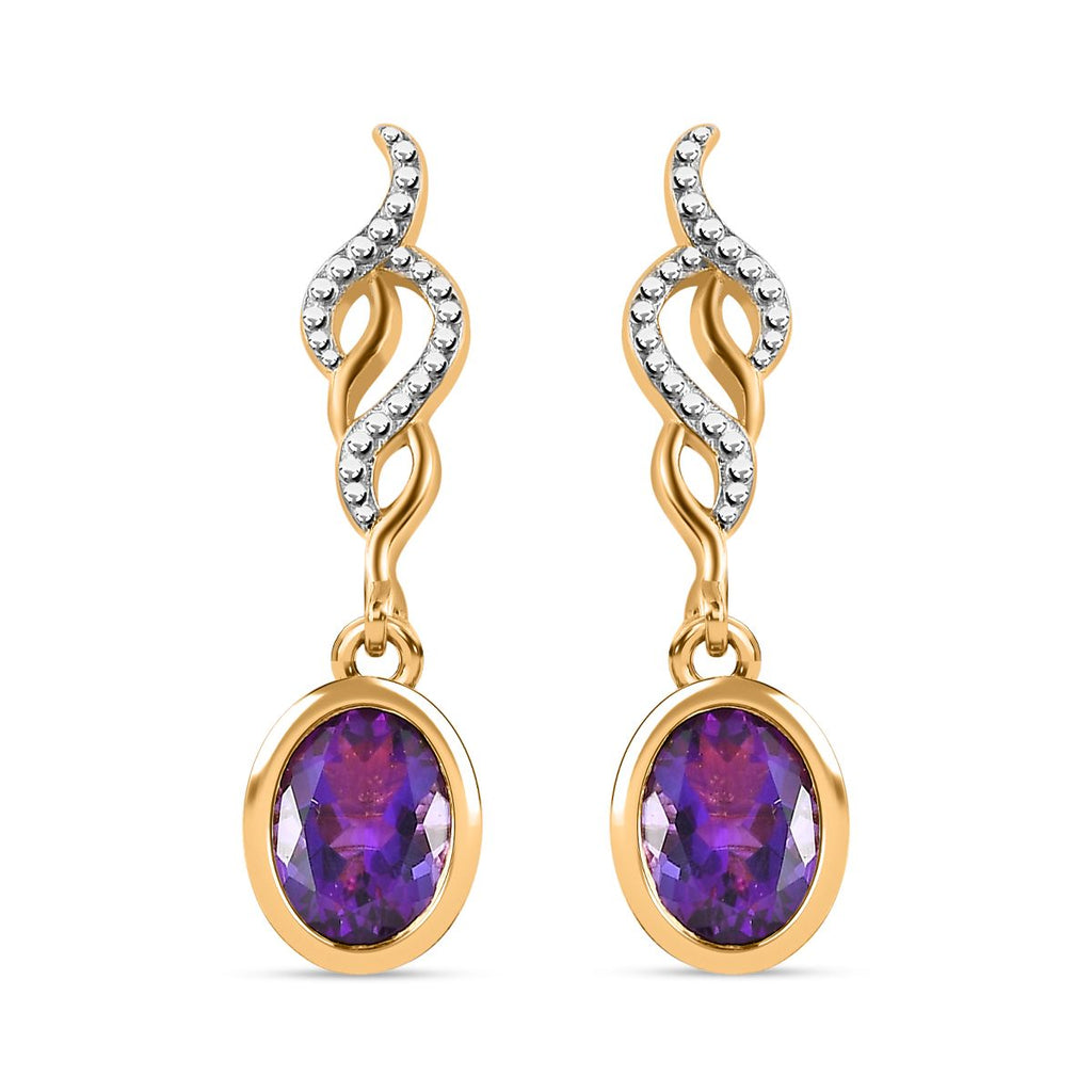 AA Mashamba Amethyst Ohrringe, 925 Silber vergoldet, ca. 2.24 ct