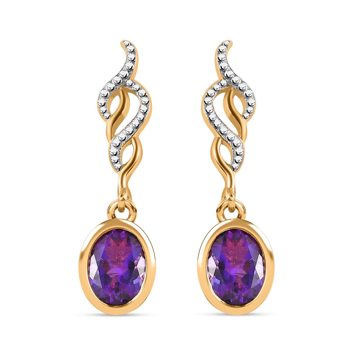 AA Mashamba Amethyst Ohrringe, 925 Silber vergoldet, ca. 2.24 ct
