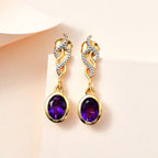 AA Mashamba Amethyst Ohrringe, 925 Silber vergoldet, ca. 2.24 ct