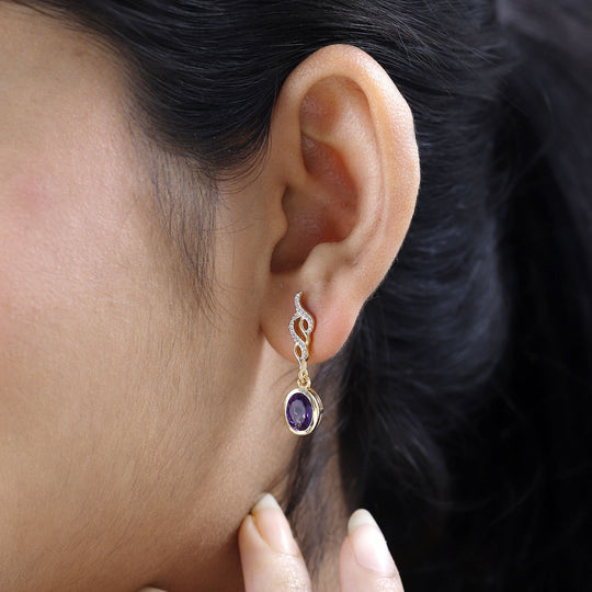 AA Mashamba Amethyst Ohrringe, 925 Silber vergoldet, ca. 2.24 ct