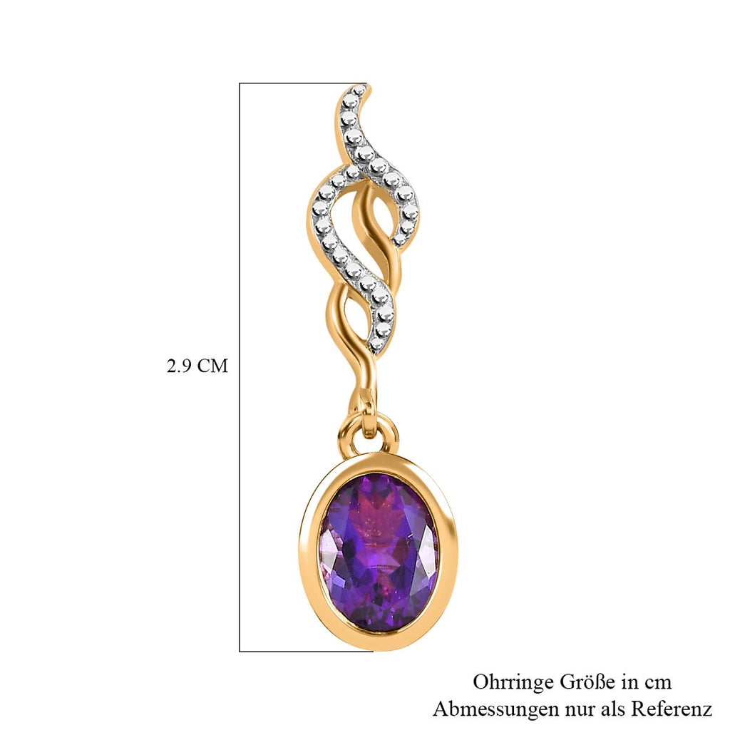 AA Mashamba Amethyst Ohrringe, 925 Silber vergoldet, ca. 2.24 ct