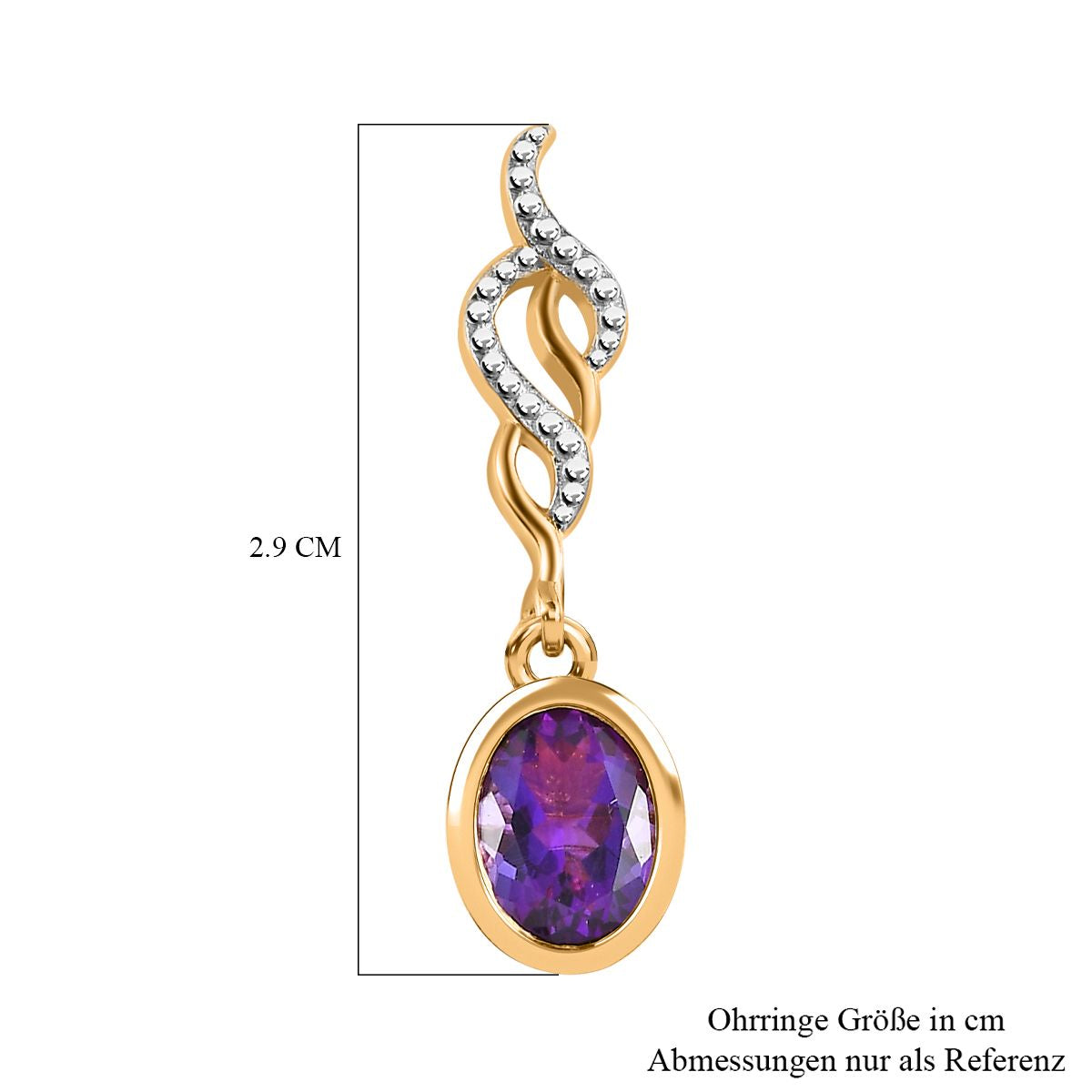 AA Mashamba Amethyst Ohrringe, 925 Silber vergoldet, ca. 2.24 ct