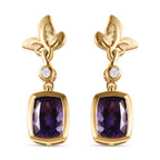 AA Mashamba Amethyst, Weißer Zirkon Ohrringe 925 Silber Gelbgold Vermeil ca. 2.98 ct