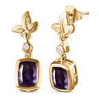 AA Mashamba Amethyst, Weißer Zirkon Ohrringe 925 Silber Gelbgold Vermeil ca. 2.98 ct